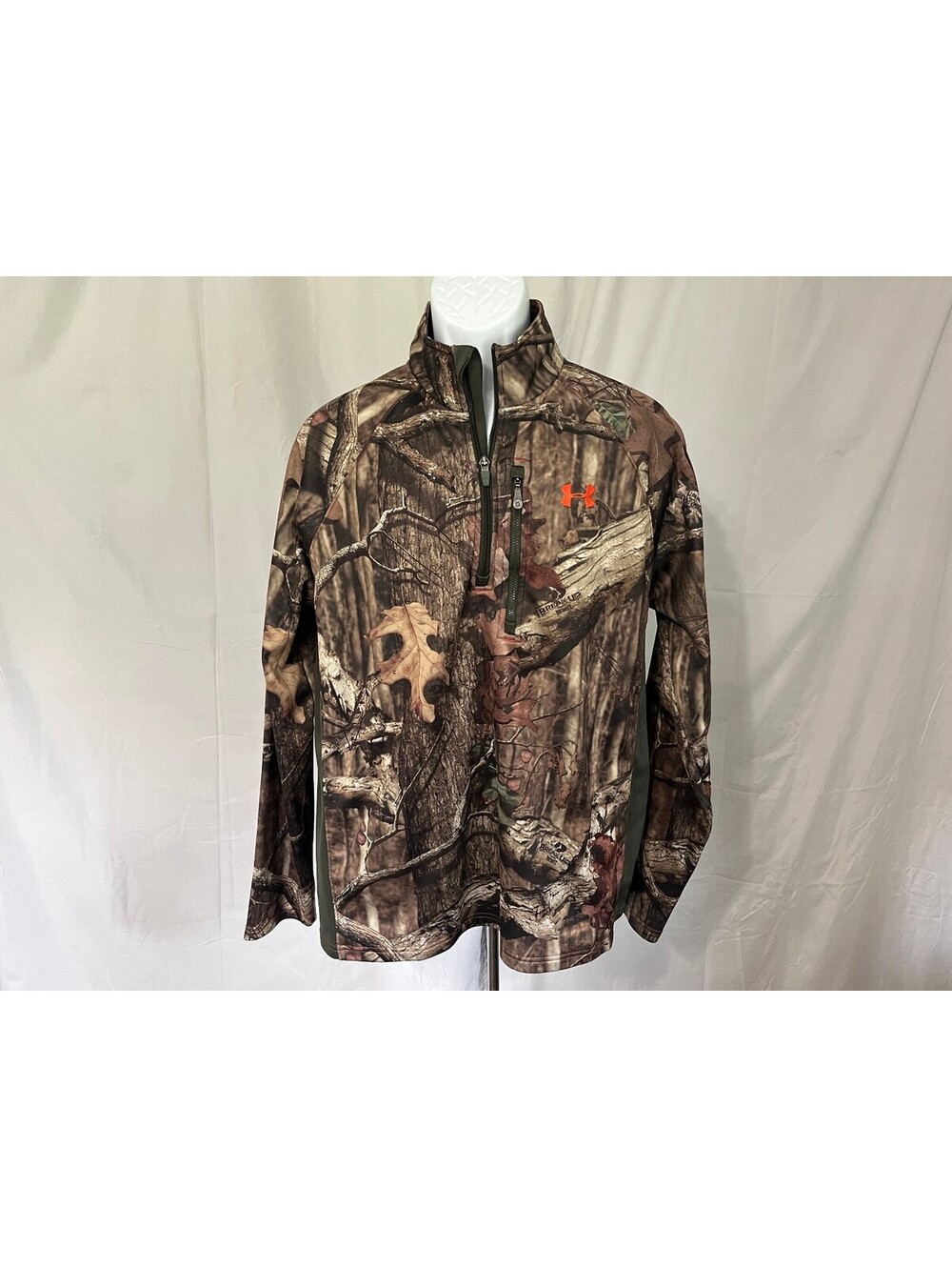 Under Armour Men's Brown Tan Green Scent Control 1/4 Zip Jacket Large L